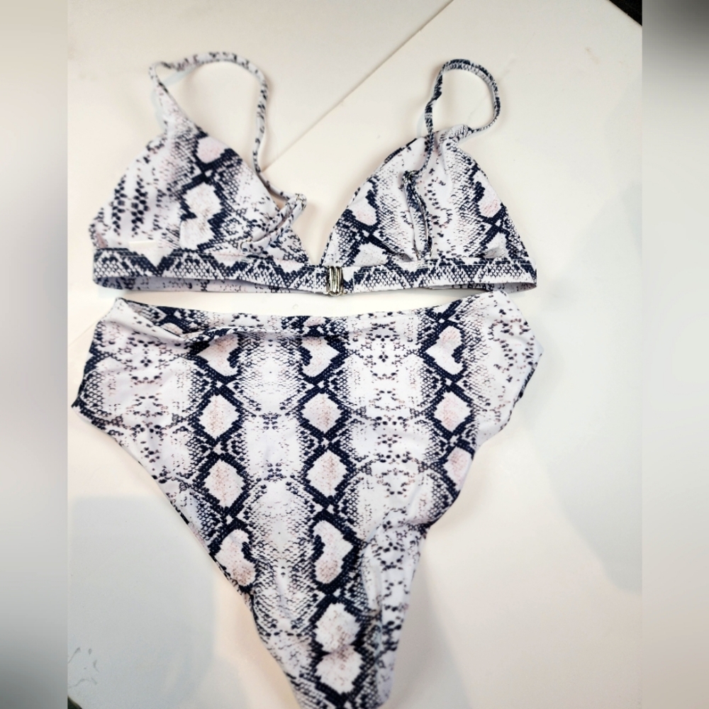 Snakeskin Print New Bikini High Waist Triangle Top 795 Swimsuit M